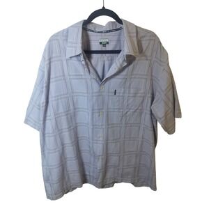 Paul Smith Jeans Mens XXL‎ Short Sleeve Button Down Shirt Blue Geometric Square